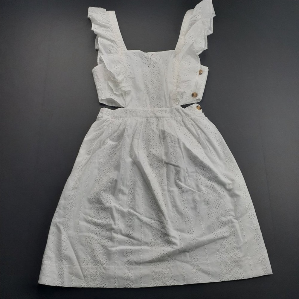 Madewell White Eyelet Cotton Dress with Cutouts